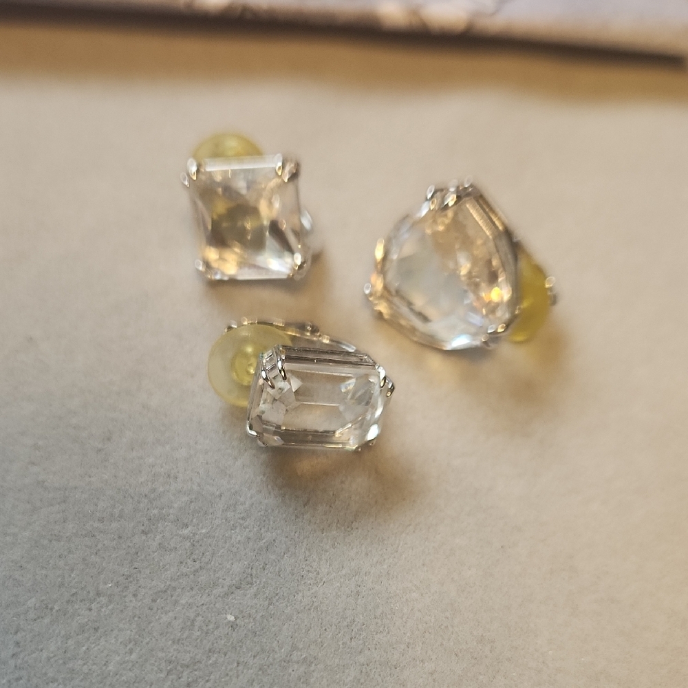 Swarovski Elegant Silver Stud Ear Cuffs